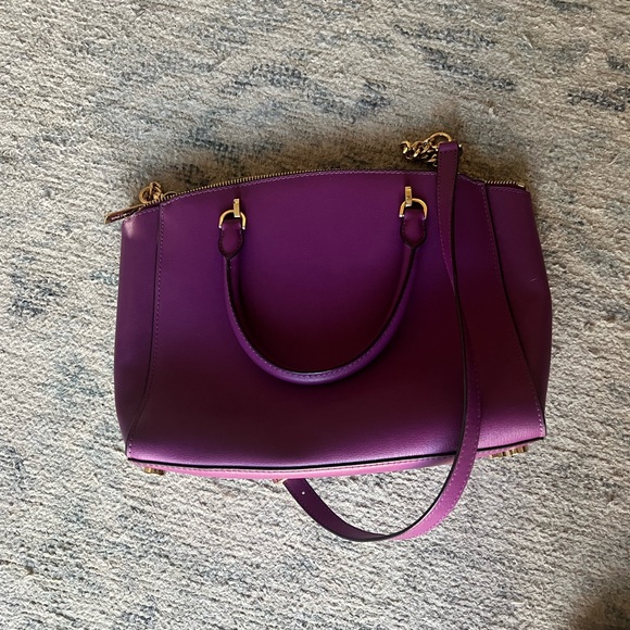 Michael Kors Leather Medium Top Zip Satchel Bag (purple) - Picture 2 of 7